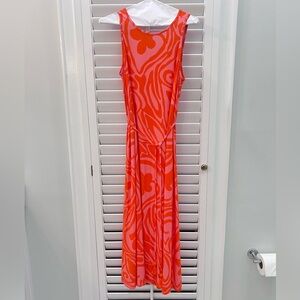 Vibrant Trina Turk Pink and Orange Maxi Dress